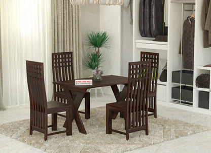 Solid Wood 4 Seater Dining Table Set with 4 Chairs