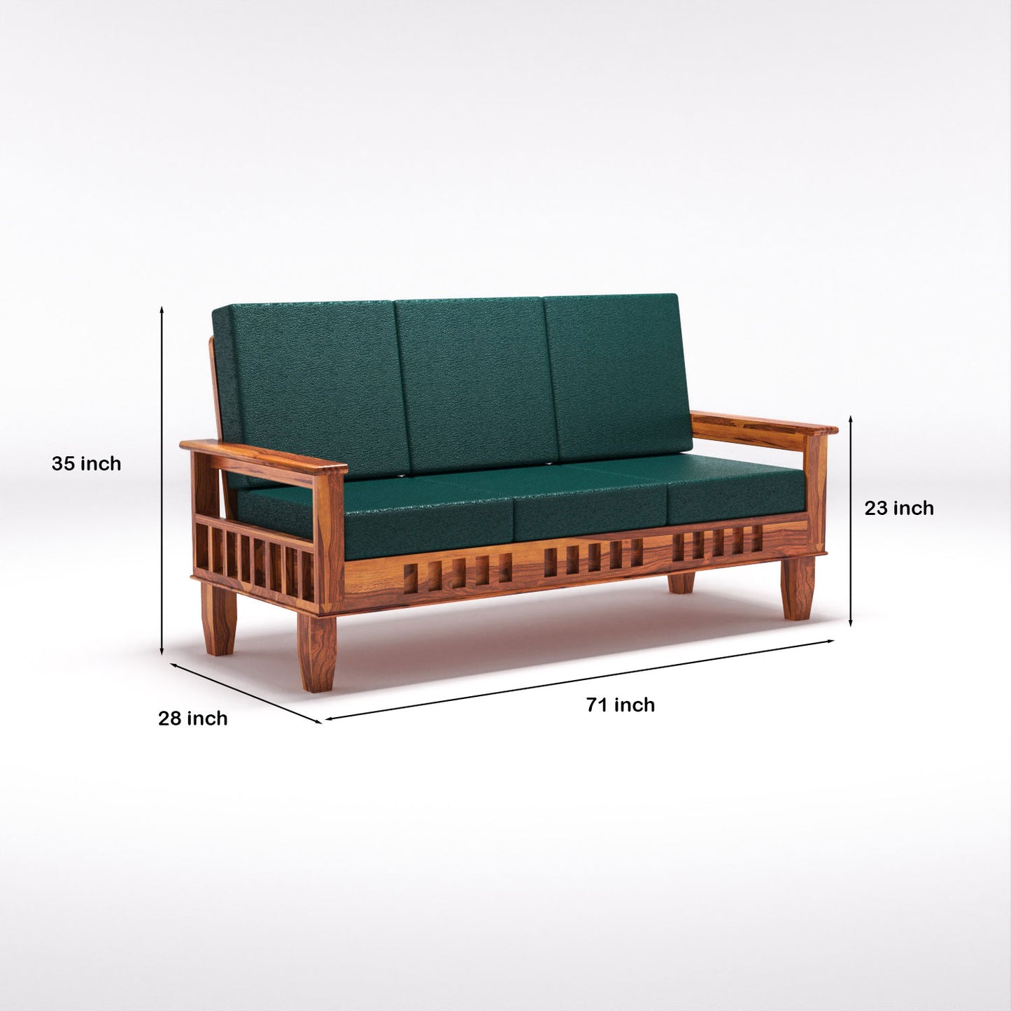 Premium Solid Wood 6 Seater Sofa Set (3+2+1) with Cushioned Seating | Natural & Walnut Finish