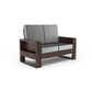 Solid Wood 2 Seater Sofa | Natural & Walnut Finish Wooden Sofa with Cushioned Comfort