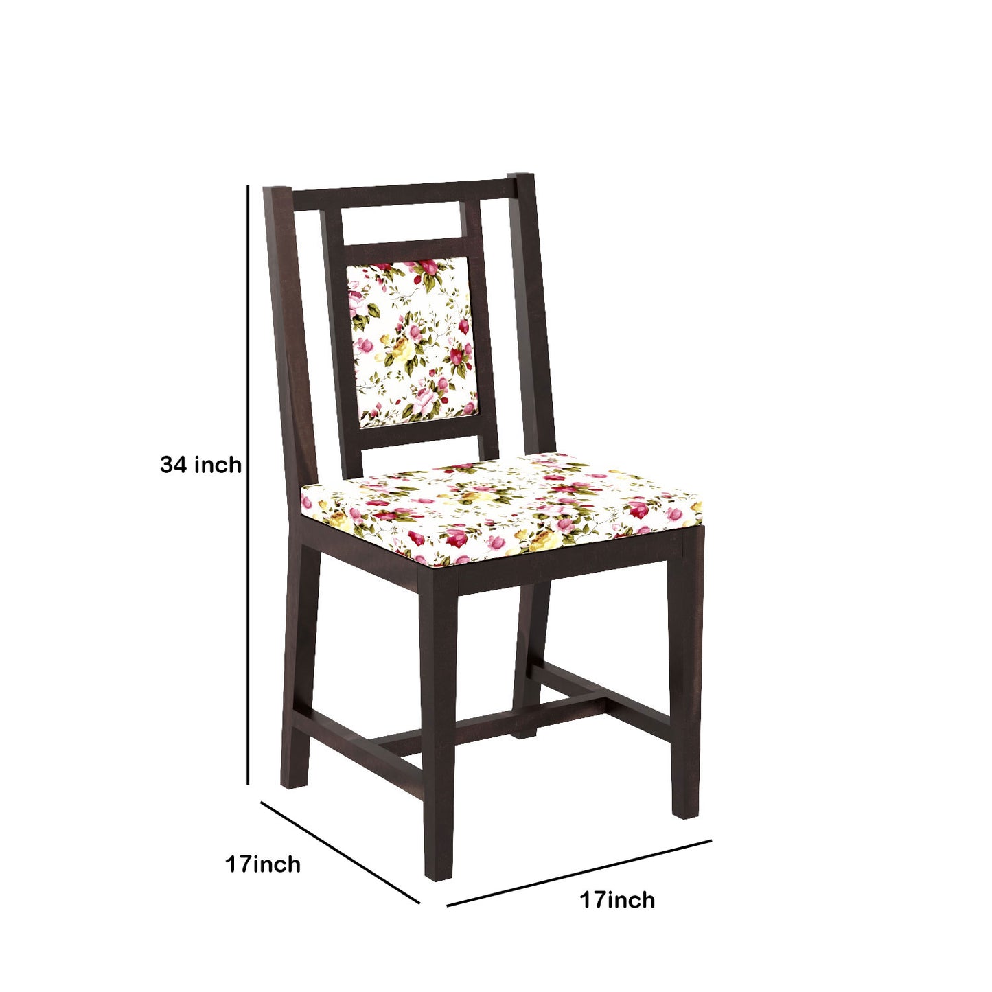 Solid Wood 4 Seater Dining Table Set with 4 Cushioned Chairs