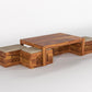 Solid Wood Coffee Table with 4 Stools