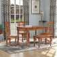 Solid Wood 4 Seater Dining Table Set with Cushioned Chairs