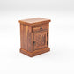 Solid Wood Bedside Table with Chevron Design Door & Drawer