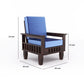 Solid Wood Single Seater Sofa with Natural & Walnut Finish and Cushioned Comfort