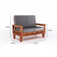 Solid Wood 4 Seater Sofa Set (Set of 2) | Natural & Walnut Finish Wooden Sofa with Cushions