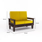 Premium Solid Wood 2 Seater Sofa with Cushions | Natural & Walnut Finish