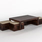 Solid Wood Coffee Table with 4 Stools