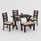 Solid Wood 4 Seater Dining Table Set with 3 Cushioned Chairs and 1 Upholstered Bench