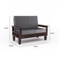 Premium Solid Wood 2 Seater Sofa with Cushions | Natural & Walnut Finish
