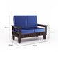 Premium Solid Wood 2 Seater Sofa with Cushions | Natural & Walnut Finish