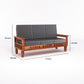 Solid Wood 7 Seater Sofa Set (3+2+2) with Cushioned Seating | Natural & Walnut Finish Wooden Sofa