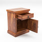 Solid Wood Bedside Table with Chevron Design Door & Drawer