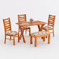 Solid Wood 4 Seater Dining Table Set with 3 Cushioned Chairs and 1 Upholstered Bench