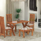 Solid Wood 4 Seater Dining Table Set with Foam Cushioned Chairs & Bench