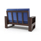 Solid Wood 7 Seater Sofa Set (3+2+2) | Natural & Walnut Finish Wooden Sofa with Cushions