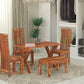 Solid Wood 4 Seater Dining Table Set with 3 Chairs & 1 Bench