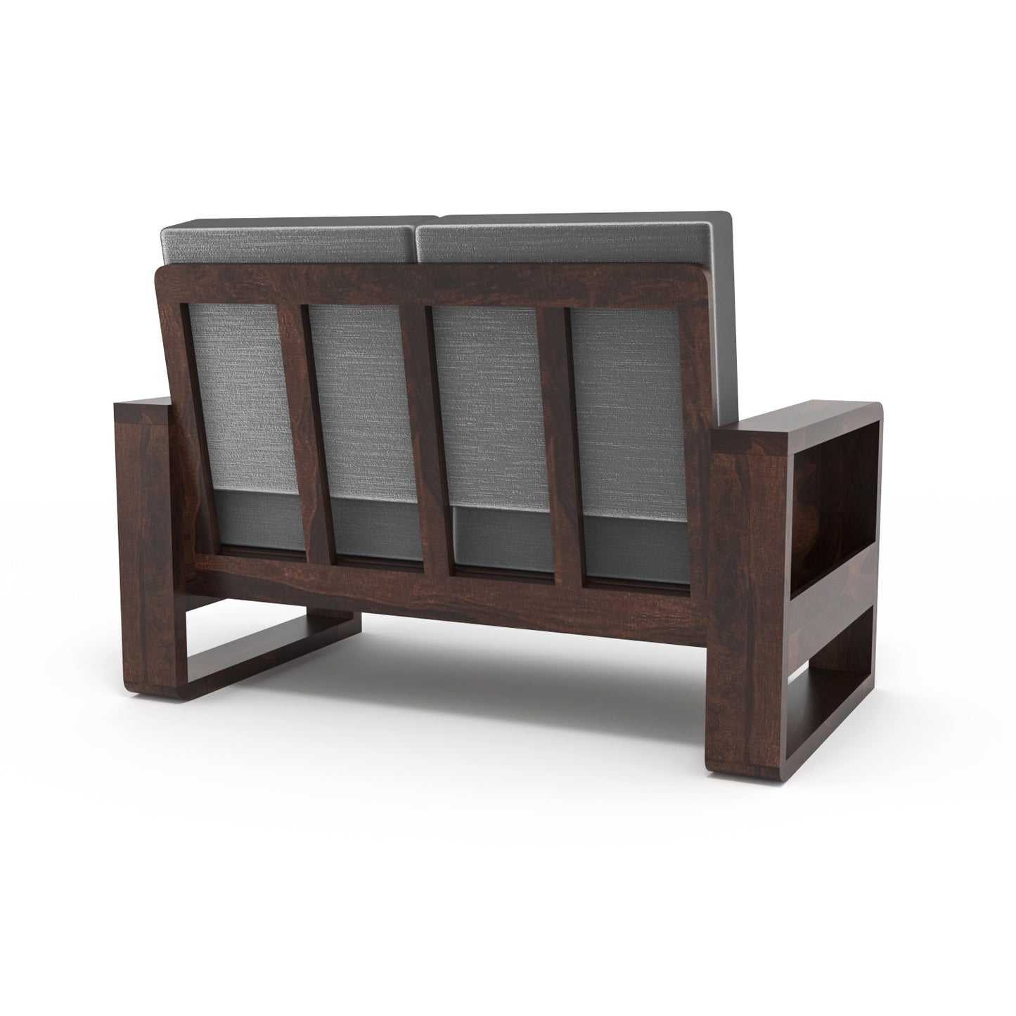 Solid Wood 7 Seater Sofa Set (3+2+2) | Natural & Walnut Finish Wooden Sofa with Cushions