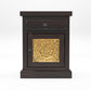 Solid Sheesham Wood Bedside Table with Drawer & Cabinet | Brass Inlay Door