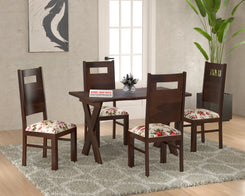 Solid Wood Upholstered Dining Chair with Floral Cushion