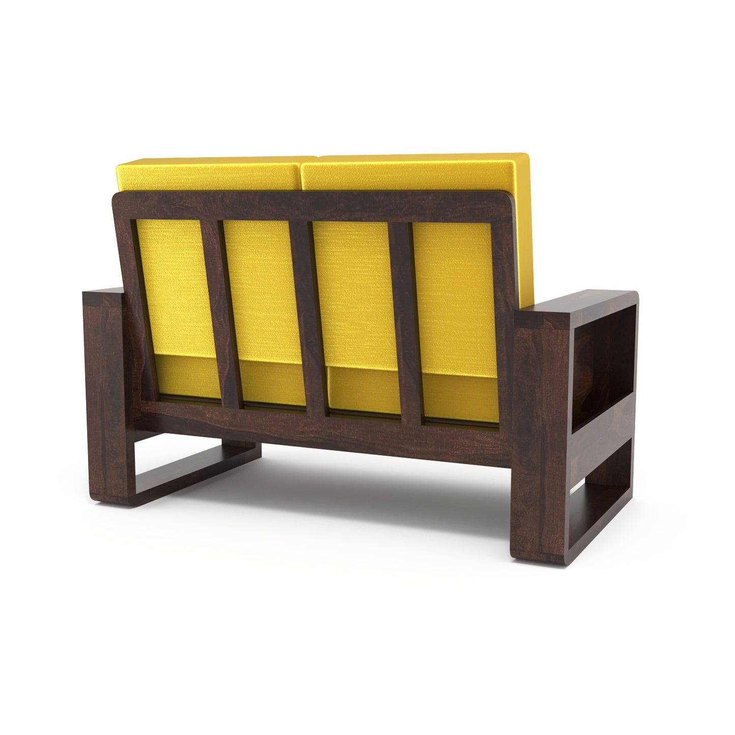 Solid Wood 6 Seater Sofa Set (3+2+1) | Natural & Walnut Finish Wooden Sofa with Cushions