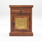 Solid Sheesham Wood Bedside Table with Drawer & Cabinet | Brass Inlay Door