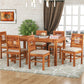 Solid Wood 6 Seater Dining Table Set with Cushioned Chairs