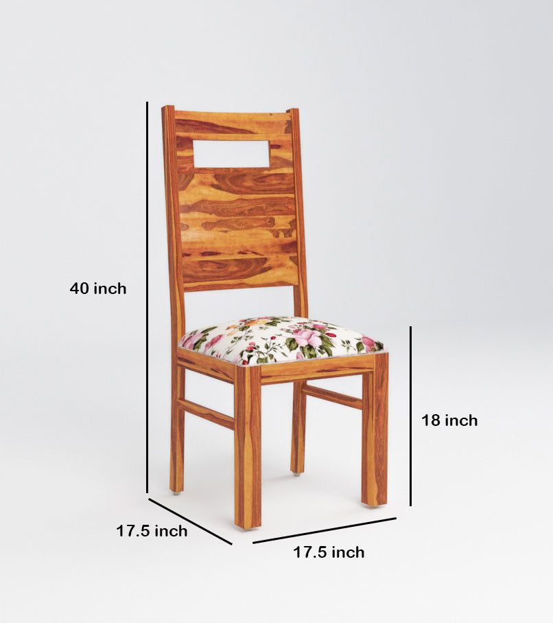 Solid Wood Upholstered Dining Chair with Floral Cushion