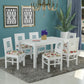 Solid Wood 6 Seater Dining Table Set with Cushioned Chairs
