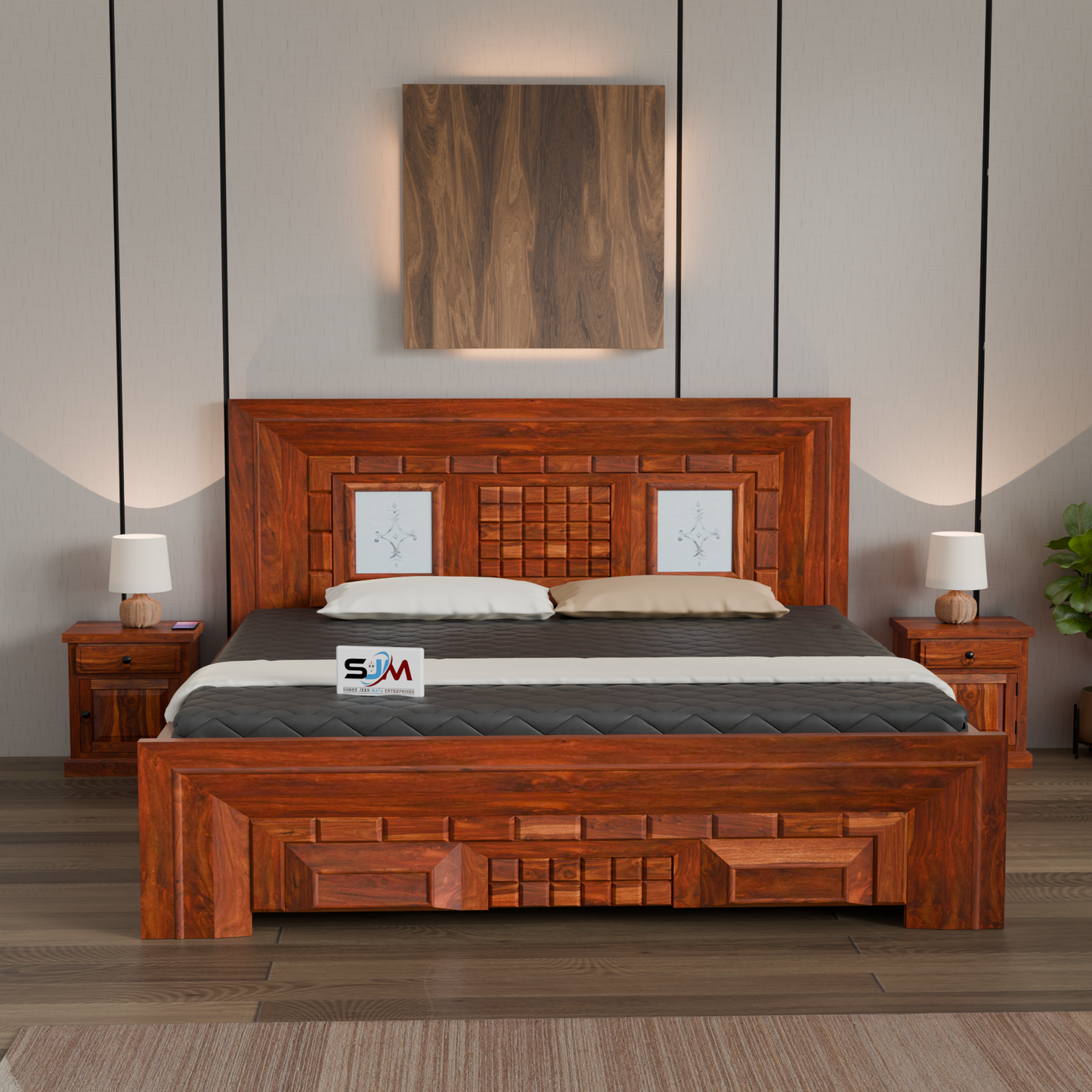 Luxury King Size Wooden Storage Bed for bedroom