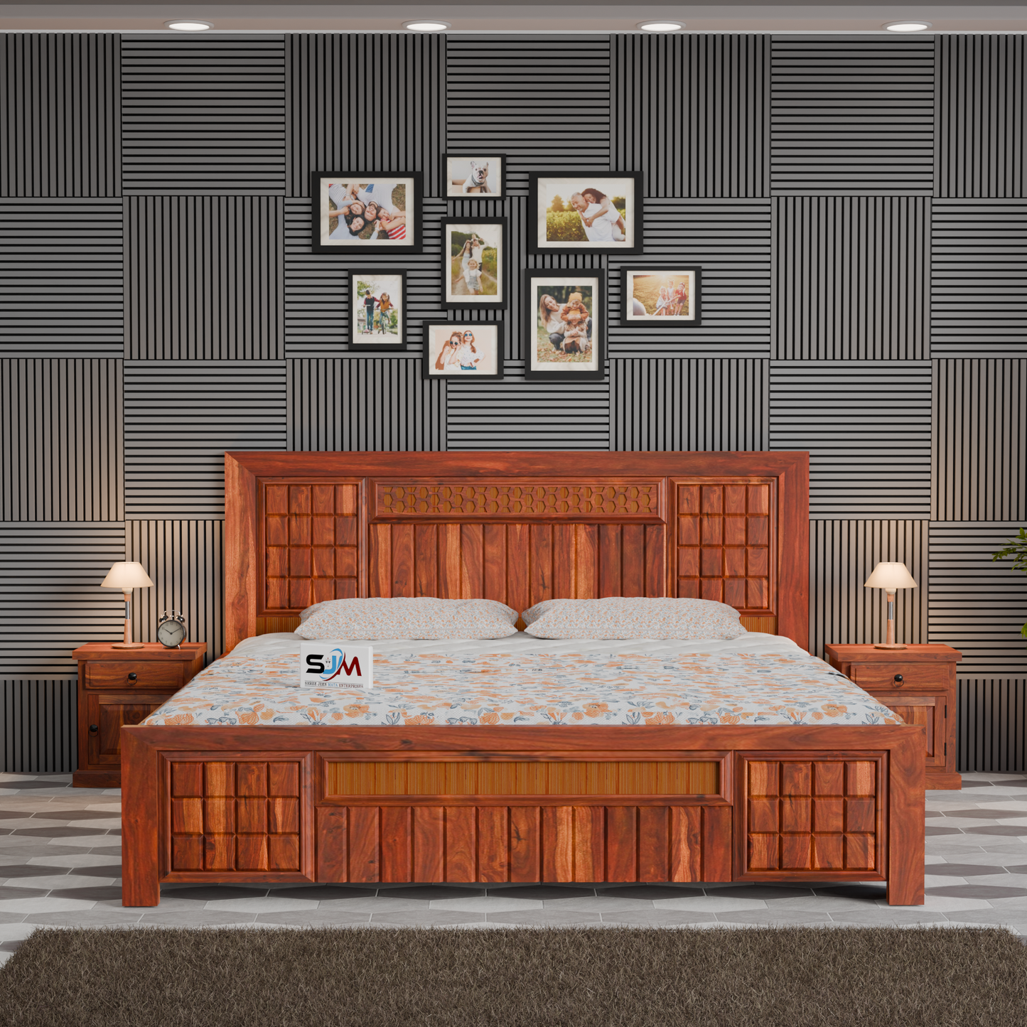 Solid Sheesham Wood King Size Bed with Storage for bedroom