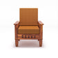 Solid Wood Single Seater Sofa with Natural & Walnut Finish and Cushioned Comfort