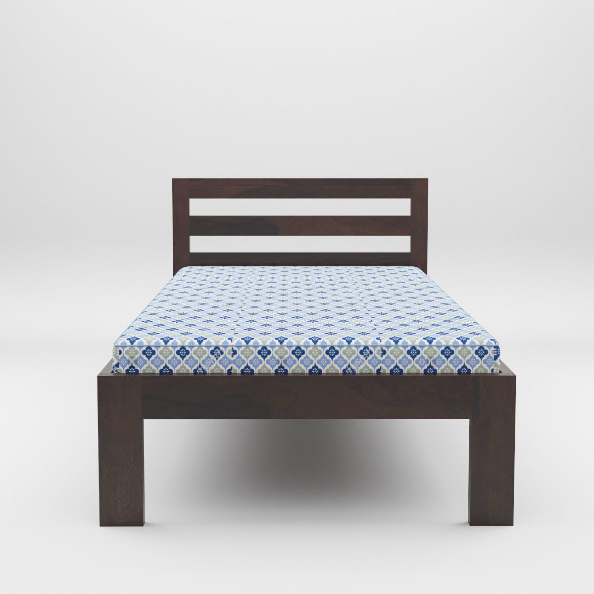Solid Wood Single Bed with Minimal Slat Headboard