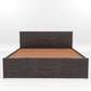 Solid Wood Storage Bed with Designer Panel Headboard – King Size Wooden Bed