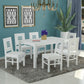 Solid Wood 6 Seater Dining Table Set with Cushioned Chairs
