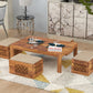 Solid Wood Coffee Table with 4 Stools