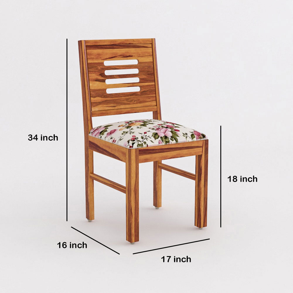 Solid Wood 4 Seater Dining Table Set with Foam Cushioned Chairs
