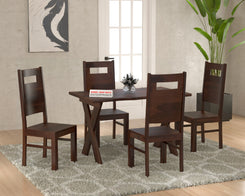Solid Wood 4 Seater Dining Table Set with Modern Chairs
