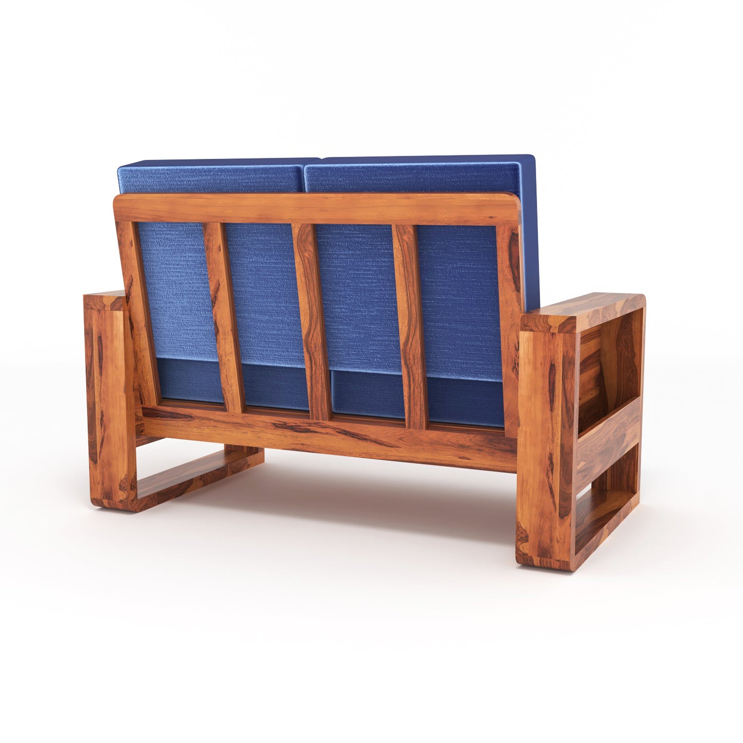 Solid Wood 6 Seater Sofa Set (3+2+1) | Natural & Walnut Finish Wooden Sofa with Cushions