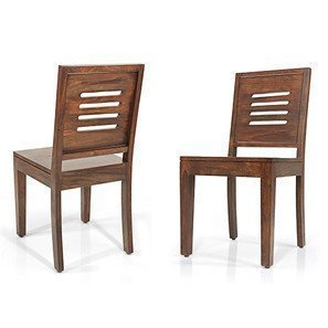 Jeenwood Wooden Dining Chair Only | Dinning Chairs for Dining Room | Sheesham Wood, Set of 2, Brown Finish - Brown