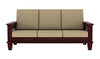 House Wooden Sheesham Teak Wood Sofa Set 3 Seater | Furniture Living Room | 3 Seater Sofa Set Wooden | Office Furniture Sofa Set | Without Pillow | Cream Cushions - Mahogany Finish