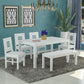 Handcrafted Solid Wood 6 Seater Dining Table Set in White Finish