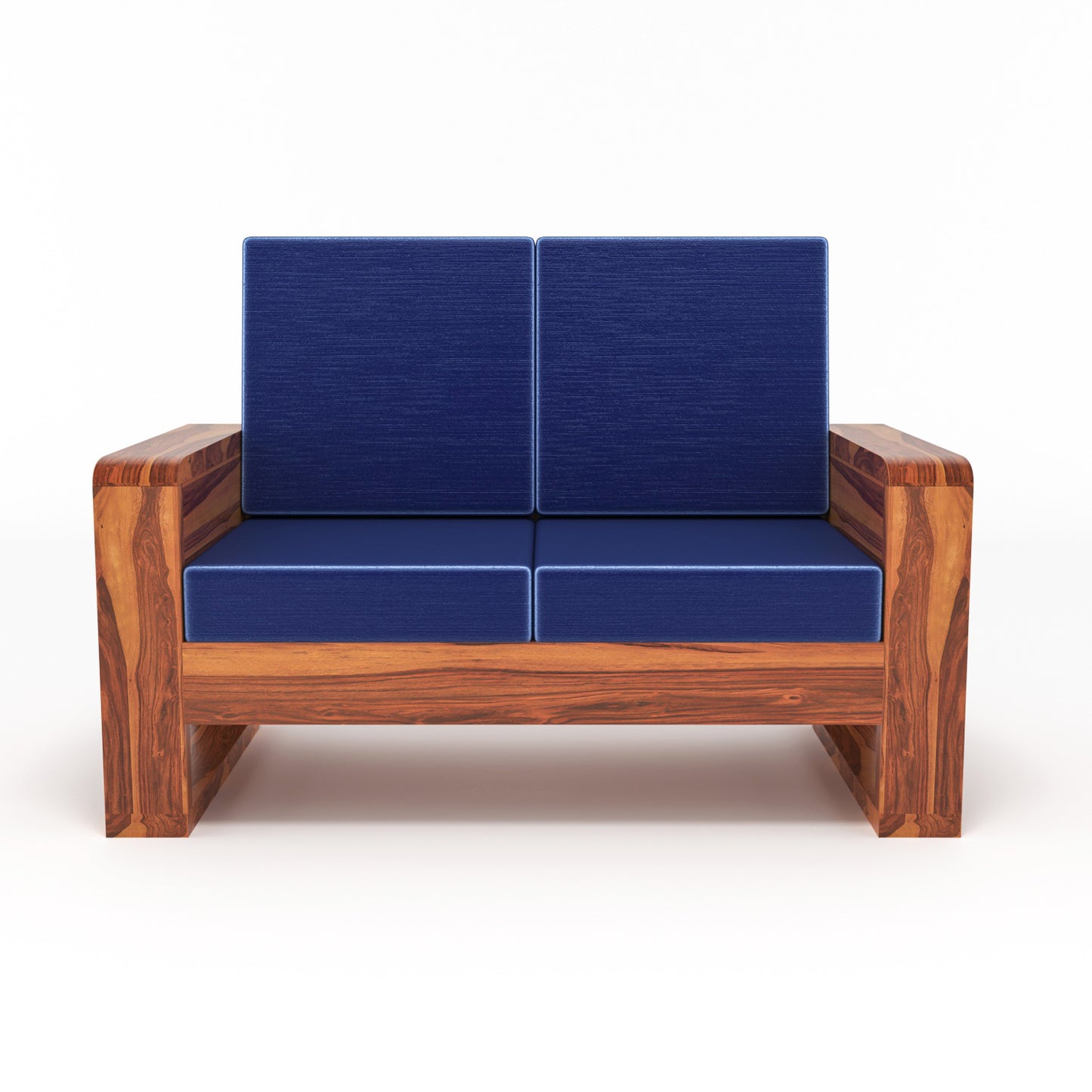 Solid Wood 6 Seater Sofa Set (3+2+1) | Natural & Walnut Finish Wooden Sofa with Cushions