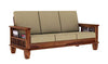 Jeenwood Solid Sheesham Teak Wood 3 Seater Sofa Set with Cream Cushions, Without Pillow, Solid Wood Sofa Set, Three Seater Sofa Set for Home, Living Room, Office - Teak Finish - Teak Finish