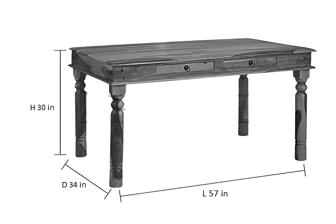 Solid Wood 6 Seater Dining Table Set with Wooden Chairs
