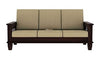 Solid Wooden Sheesham Teak Wood Sofa Set 3 Seater | Home Furniture Living Room | 3 Seater Sofa Set Wooden | Office Furniture Sofa Set | Without Pillow | Cream Cushions - Walnut Finish