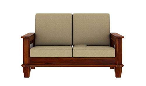 Jeenwood Solid Wooden Sheesham Teak Wood Sofa Set 2 Seater Home Furniture | Living Room | 2 Seater Sofa Set Wooden - Honey Finish 1