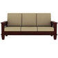 Solid Wooden Sheesham Teak Wood Sofa Set 3 Seater | Home Furniture Living Room | 3 Seater Sofa Set Wooden | Office Furniture Sofa Set | Without Pillow | Cream Cushions - Mahogany Finish 1