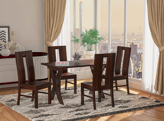 Solid Wood 4 Seater Dining Table Set | 4 Chairs