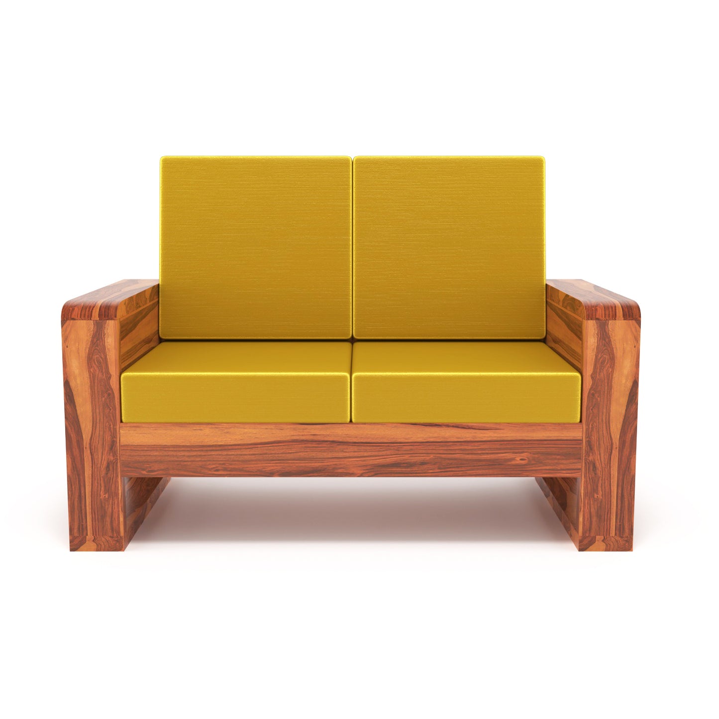 Solid Wood 6 Seater Sofa Set (3+2+1) | Natural & Walnut Finish Wooden Sofa with Cushions