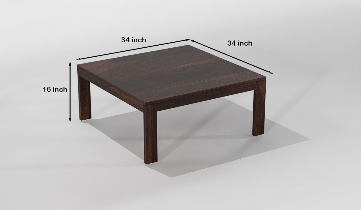 Handcrafted Solid Wood Coffee Table with Carved Ottoman Stools